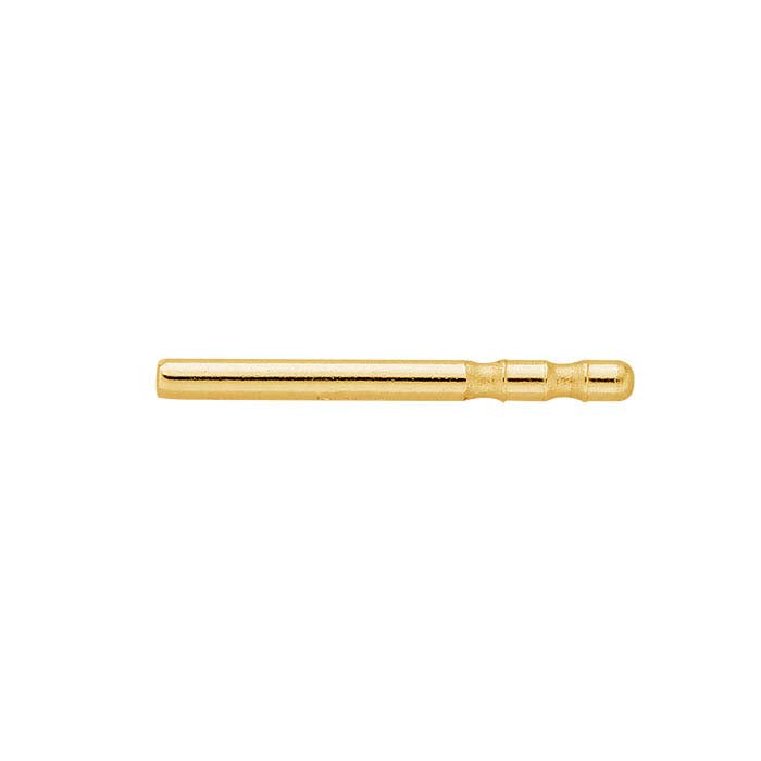 14K Yellow Gold 0.84mm x 9.52mm Double Notched Bullet-Style Friction Ear Post