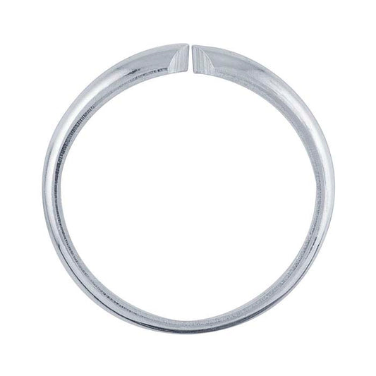 خاتم شنك نصف دائري خفيف الوزن من الذهب الأبيض عيار 14 قيراط، بمشبك رباعي الرؤوس