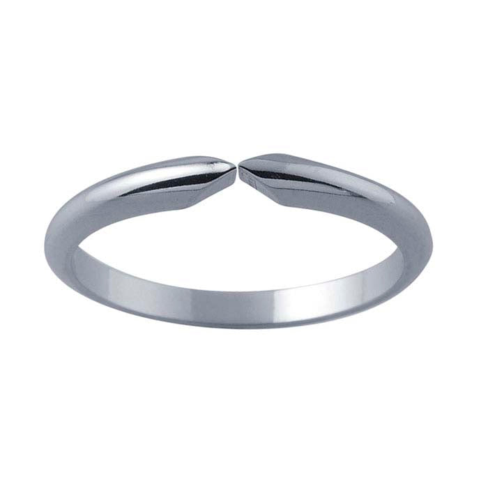 14K White Gold Lightweight Half-Round Pinched Ring Shank