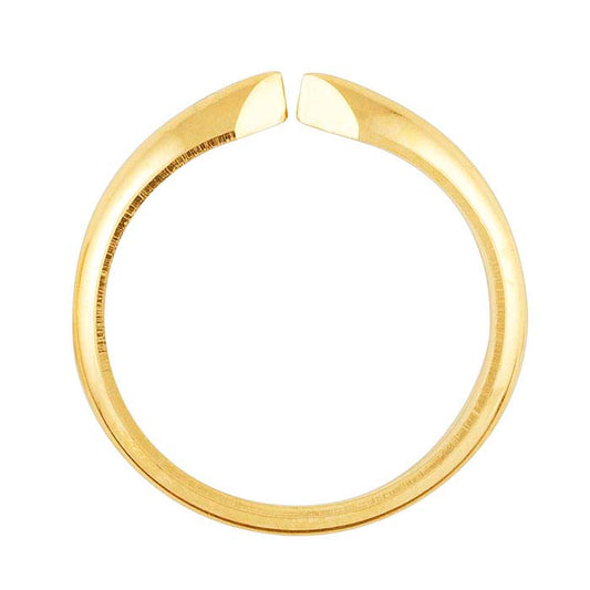 حلقة نصف دائرية ثقيلة الوزن من الذهب الأصفر عيار 14 قيراط مع قاعدة حلقة مضغوطة، 6 مخالب