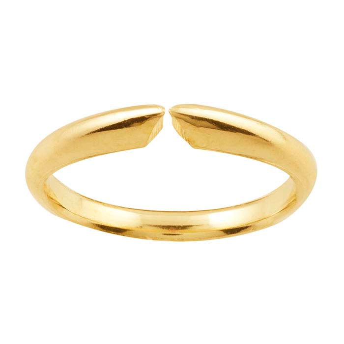 14K Geelgouden Ingeknepen Half-Ronde Comfort Fit Ring Schacht, 4-Klauwen
