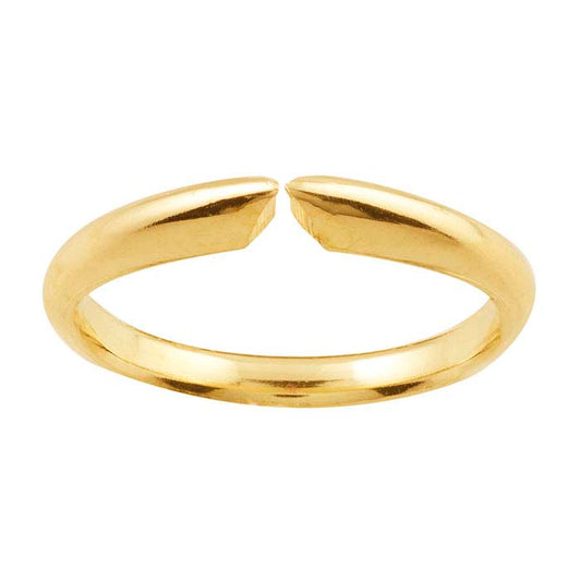 حلقة نصف دائرية مريحة من الذهب الأصفر عيار 14 قيراط مع قاعدة مشدودة وأربعة مخالب