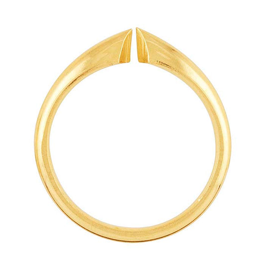 حلقة نصف دائرية مريحة من الذهب الأصفر عيار 14 قيراط مع قاعدة مشبكة بستة مخالب