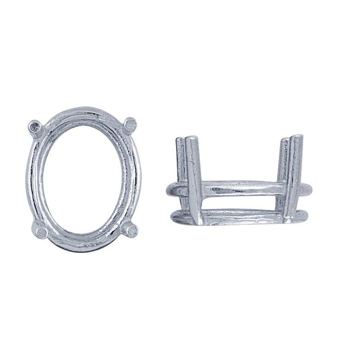 14K White Gold 9 x 7mm Oval Basket 4-Prong Setting