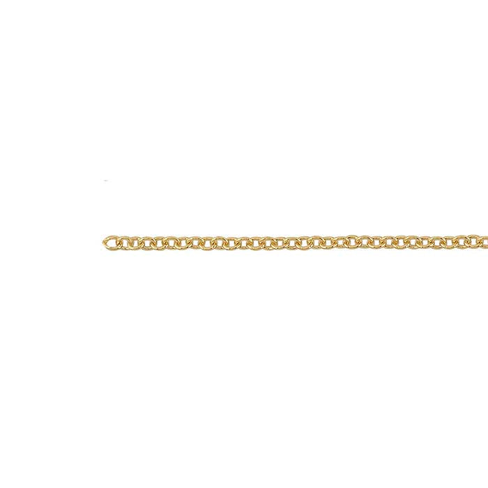 Cadena de cable ovalada de 1.5 mm en oro amarillo de 18K, por pulgada