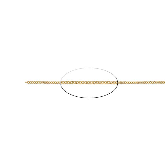 Cadena de cable ovalada de 1.5 mm en oro amarillo de 18K, por pulgada
