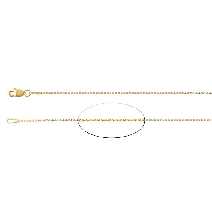 18K Gult Guld 1mm Kulkedja