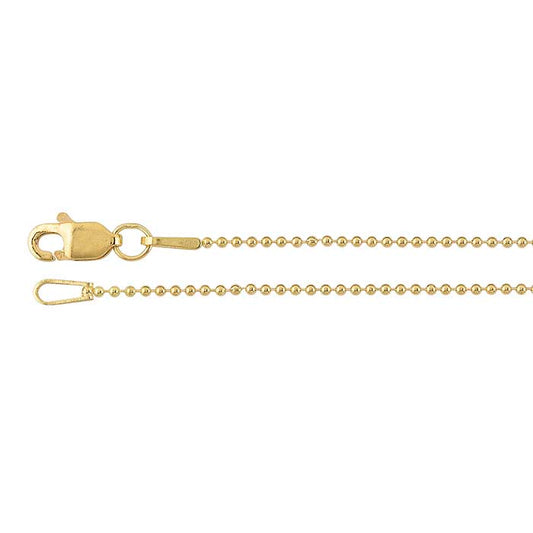18K Yellow Gold 1mm Bead Chain
