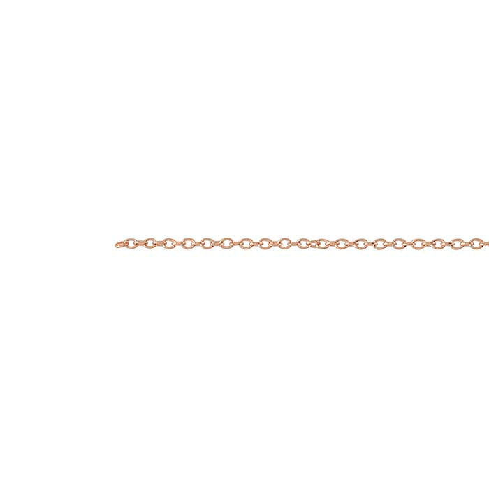 14K Rose Gold 1mm Oval Cable Chain, By the Inch