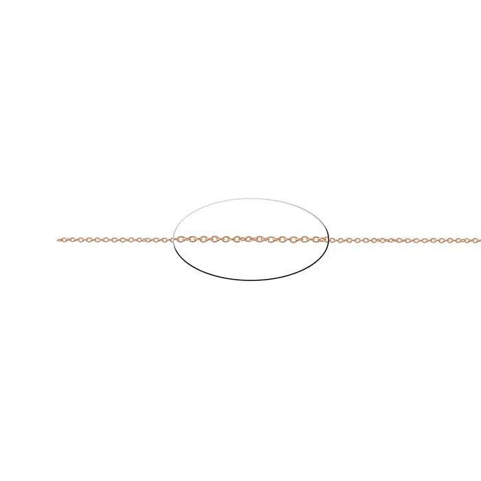 14K Rose Gold 1mm Oval Cable Chain, By the Inch
