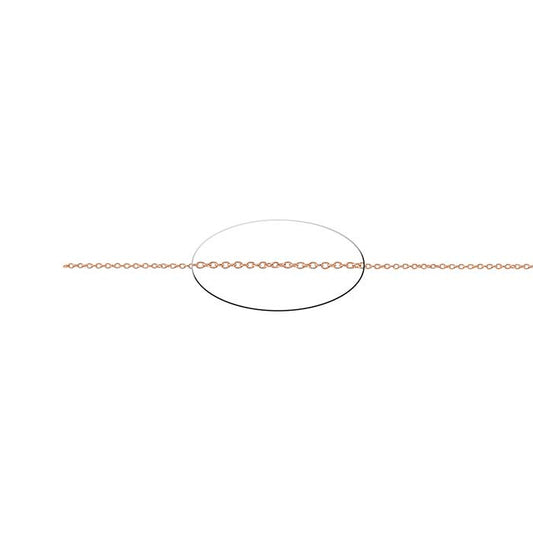 14K Roséguld 1 mm Oval Kabelkedja, Per Tum