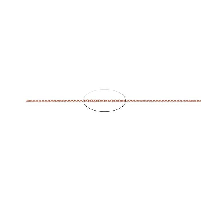 14K Rose Gold 1.1mm Oval Cable Chain, By the Inch