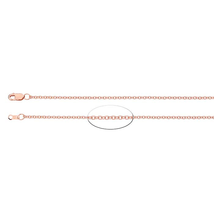 14K Rose Gold 1.5mm Oval Cable Chain