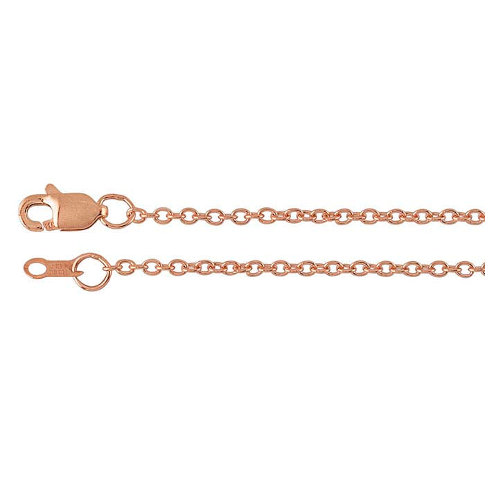 Cadena de cable ovalada de 1.5 mm en oro rosa de 14 quilates