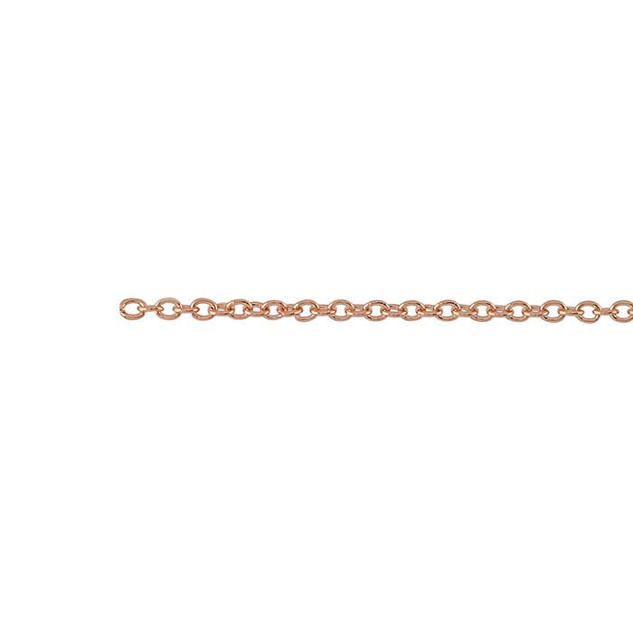 14K Rose Gold 1.5mm Oval Cable Chain, By the Inch
