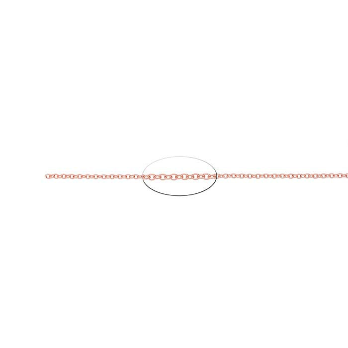 14K Rose Gold 1.5mm Oval Cable Chain, By the Inch