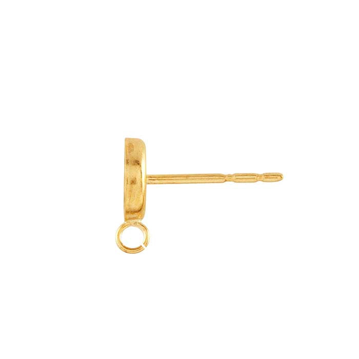 14/20 Yellow Gold-Filled Round Cabochon Post Earring Mountings with Open Ring