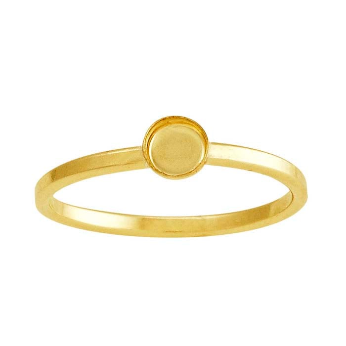 14/20 Yellow Gold-Filled Round Cabochon Ring Mounting