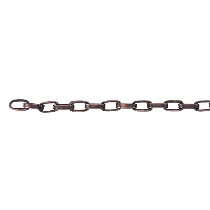 Steel Antique Copper-Finished 2.7mm Flat Oval Cable Chain, 6.1 m. Spool