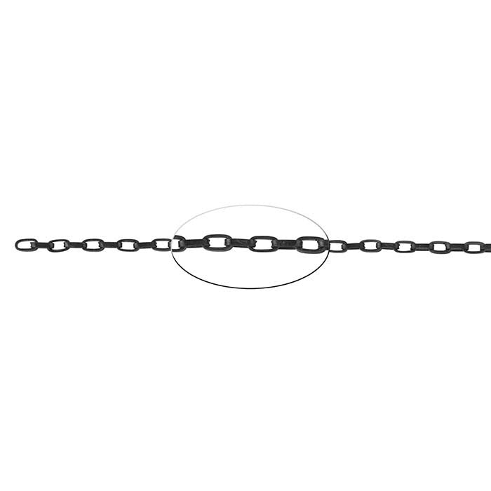 Steel Matte Black-Finished 2.7mm Flat Oval Cable Chain, 6.1 m. Spool