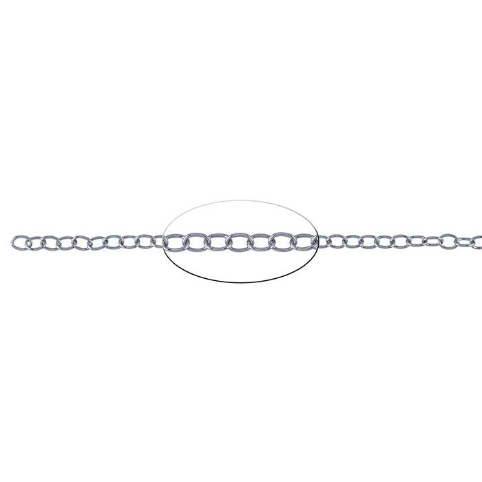 Stainless Steel 3.3mm Oval Cable Chain, 6.1 m. Spool