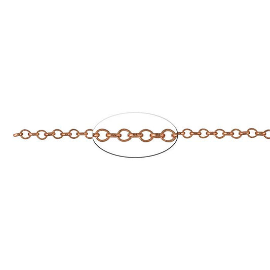 Koppar 4mm Rolo-kedja, 6,1 m. Spole