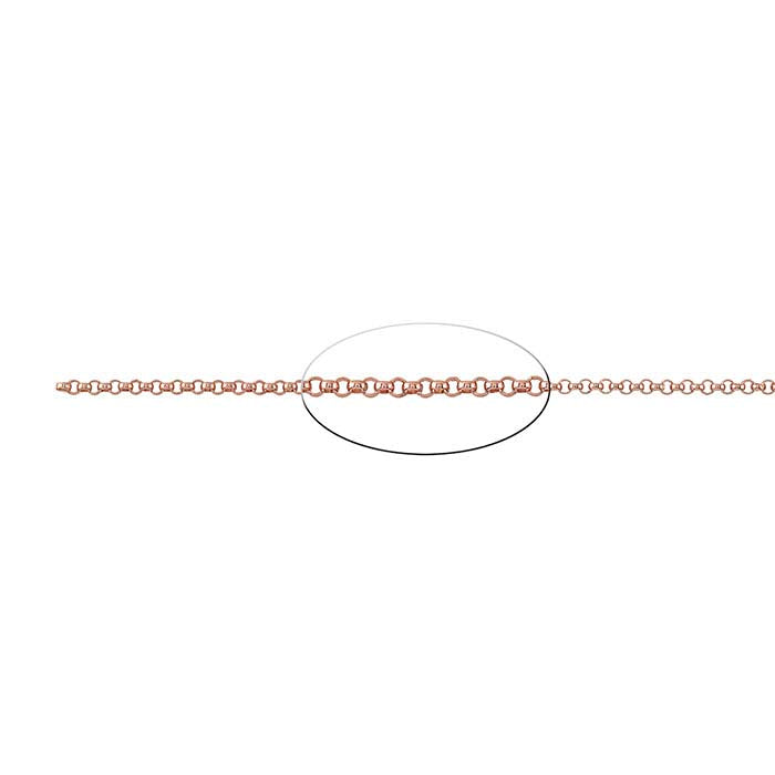 14/20 Roségold gefüllte 1,6 mm runde Rolo-Kette, pro Fuß
