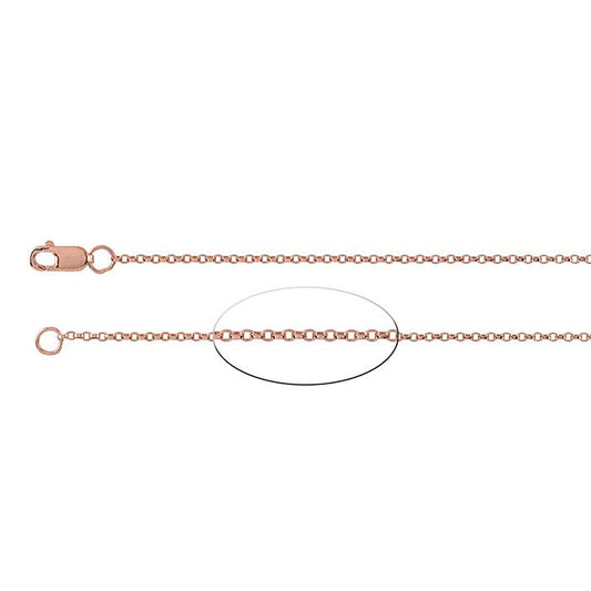 14/20 Roséguld-fylld 1,1 mm flattråds oval kabelkedja
