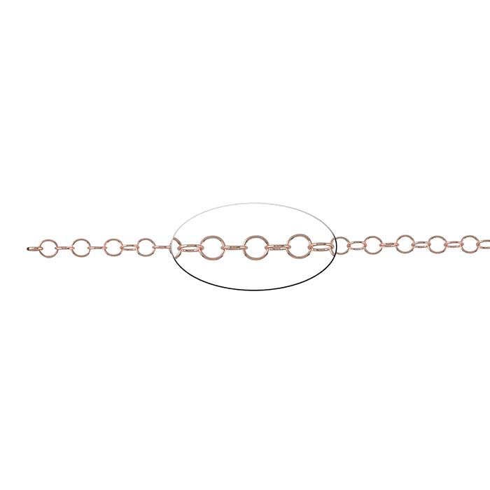 14/20 Rose Gold-Filled 3.3mm Round Cable Chain, By the Foot