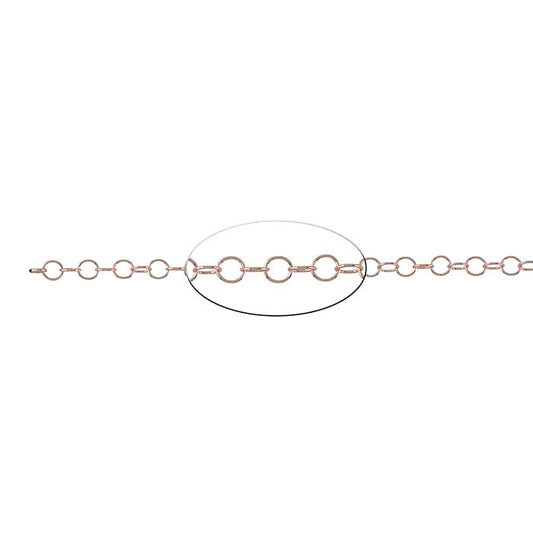 14/20 Roséguld-fylld 3,3 mm rund kabelkedja, per fot