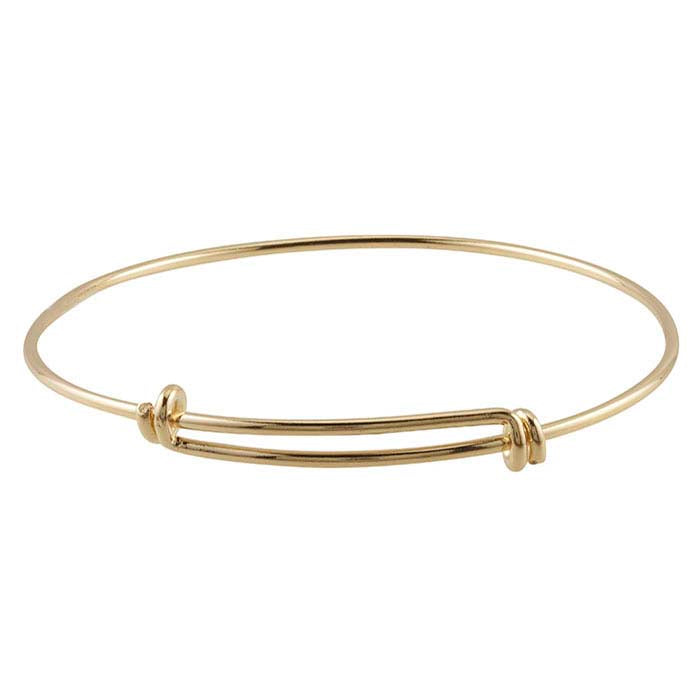 Bracelet jonc extensible en laiton plaqué or jaune