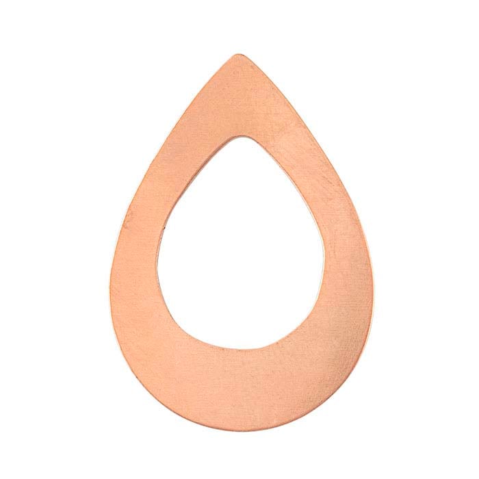Copper 35 x 24mm Open Teardrop Stamping, 0.51mm