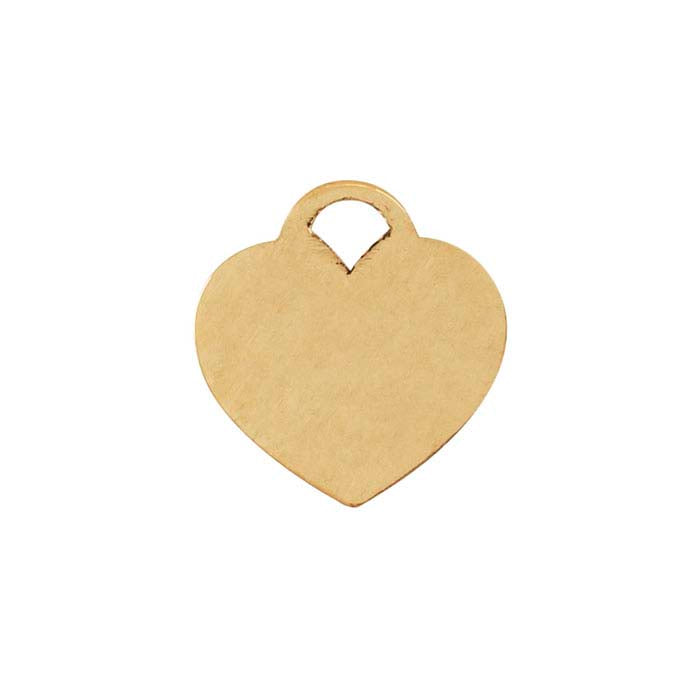 Etiqueta em forma de coração 14/20 de ouro amarelo preenchido 12,5 x 11,9, 0,51 mm