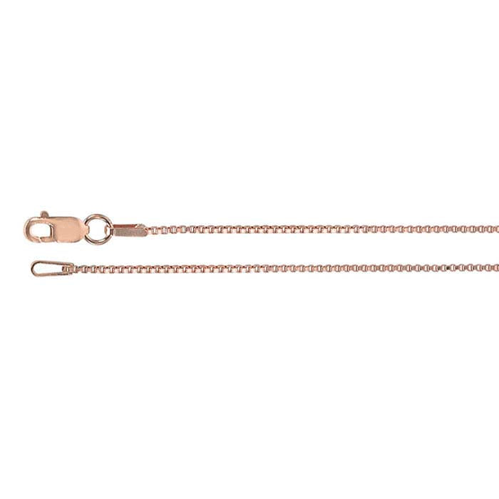 Cadena Veneciana de Caja de 1mm Chapada en Oro Rosa 14/20