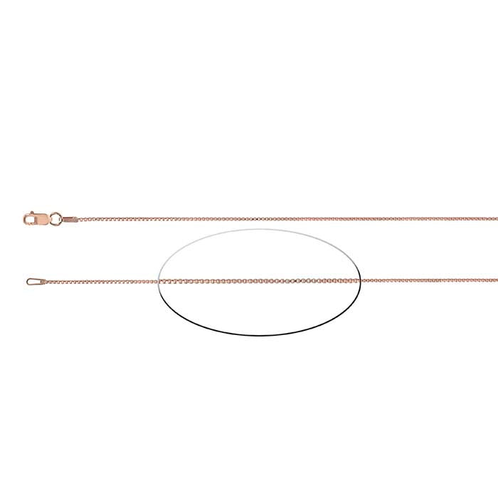 Cadena Veneciana de Caja de 1mm Chapada en Oro Rosa 14/20