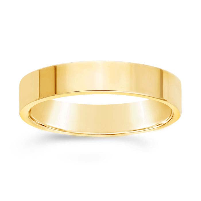 Nordt 14K Κίτρινο Χρυσό 4mm Επίπεδη Βέρα Άνετης Εφαρμογής