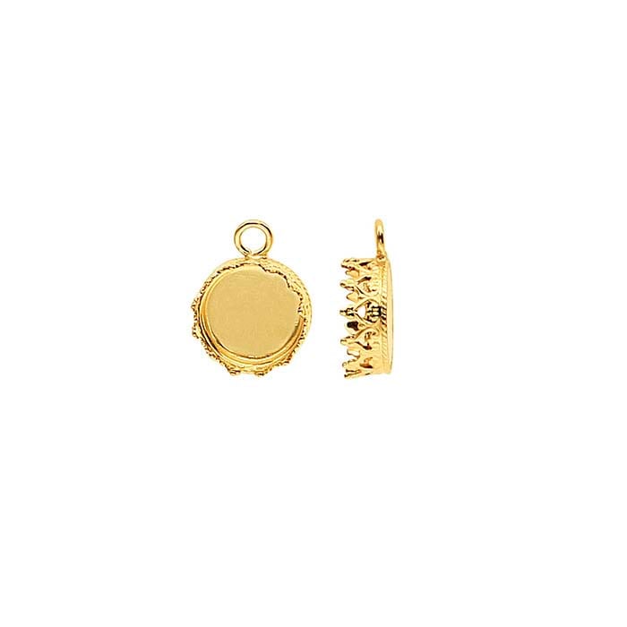 12/20 Yellow Gold-Filled 8mm Round Gallery Wire Cabochon Component Mounting