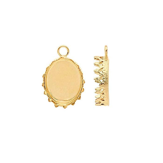12/20 Yellow Gold-Filled 12 x 10mm Oval Gallery Wire Cabochon Component Mounting
