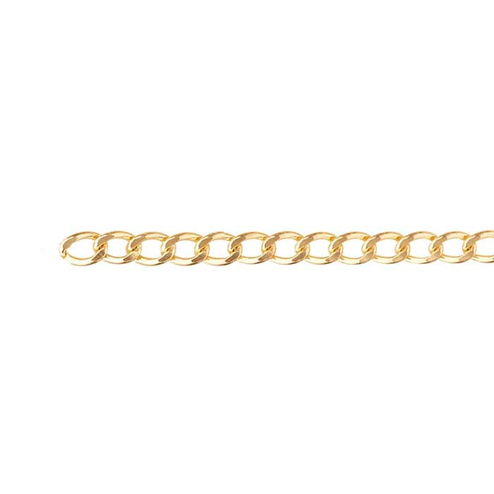 14/20 Gult Gull-Fylt 5,5 mm Diamantskåret Curb-kjede, Per Fot