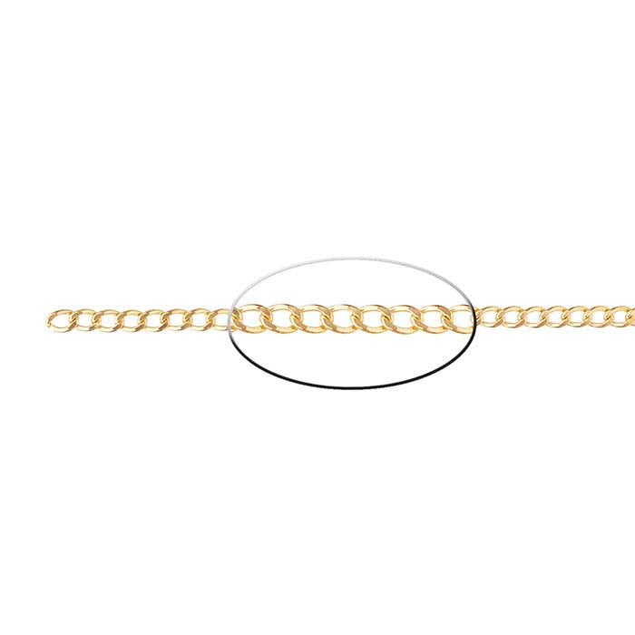 14/20 Gult Gull-Fylt 5,5 mm Diamantskåret Curb-kjede, Per Fot