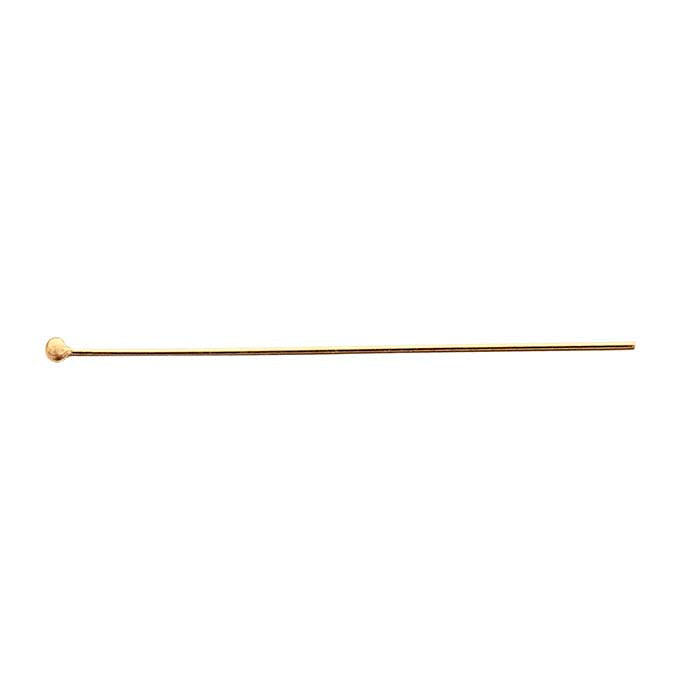 Tige à tête boule en or jaune 14/20 rempli, 25,4 mm, 1,2 mm, 0,40 mm, demi-dur