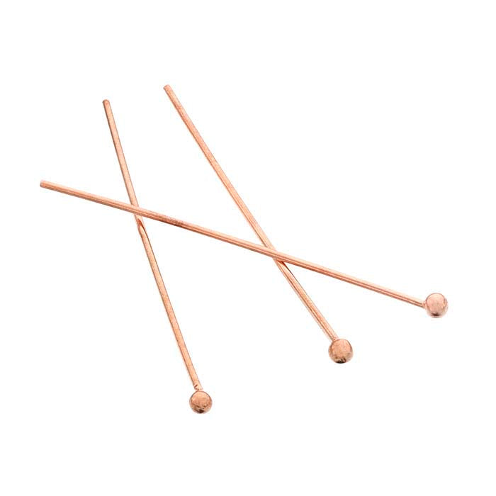 14/20 Rose Gold-Filled 25.4mm 1.5mm Ball Head Pin, 0.51mm, 1/2-Hard