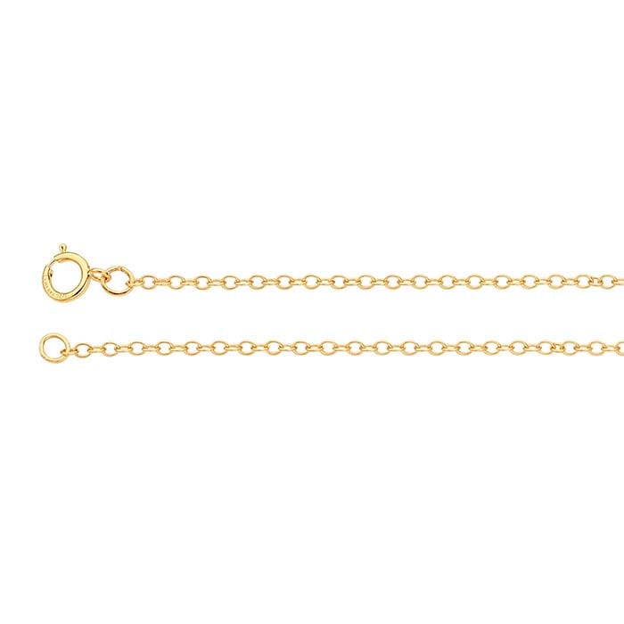 Cadena de cable ovalada de 1.6 mm chapada en oro amarillo 14/20
