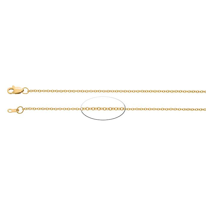 Chaîne câble ovale 1,3 mm en or jaune 14 carats