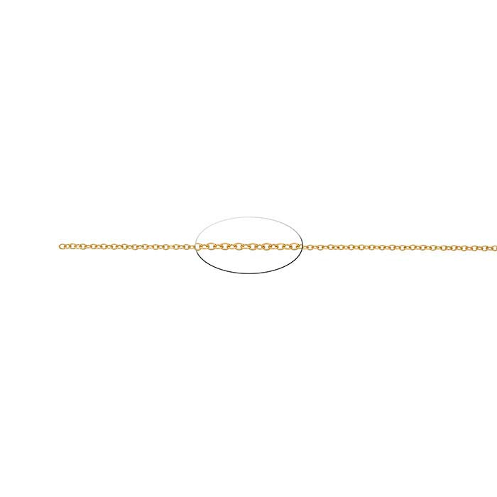Ovale Ankerkette aus 14 Karat Gelbgold, 1,3 mm, pro Zoll