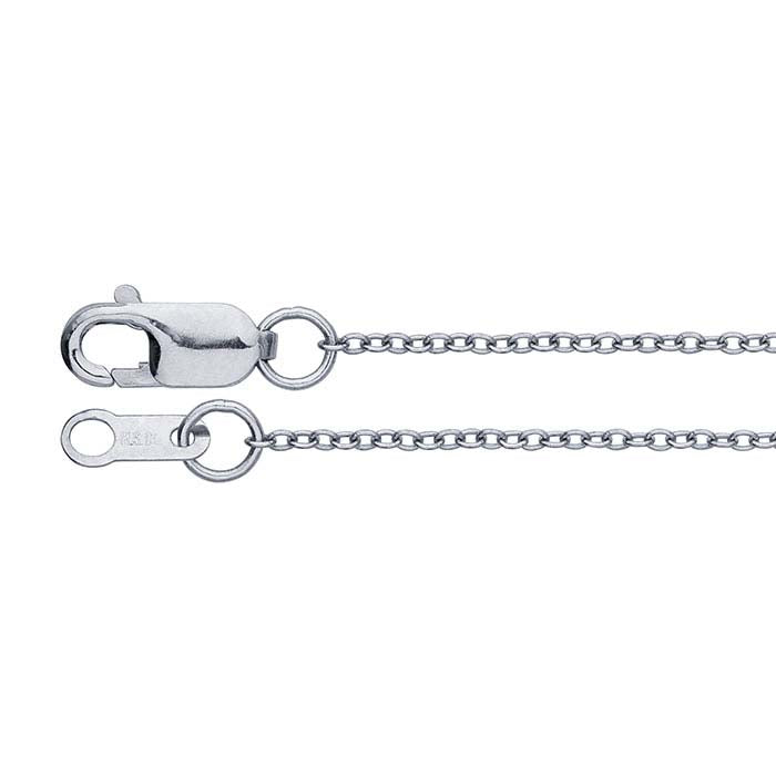 Ovale Ankerkette aus 14 Karat Weißgold, 1 mm