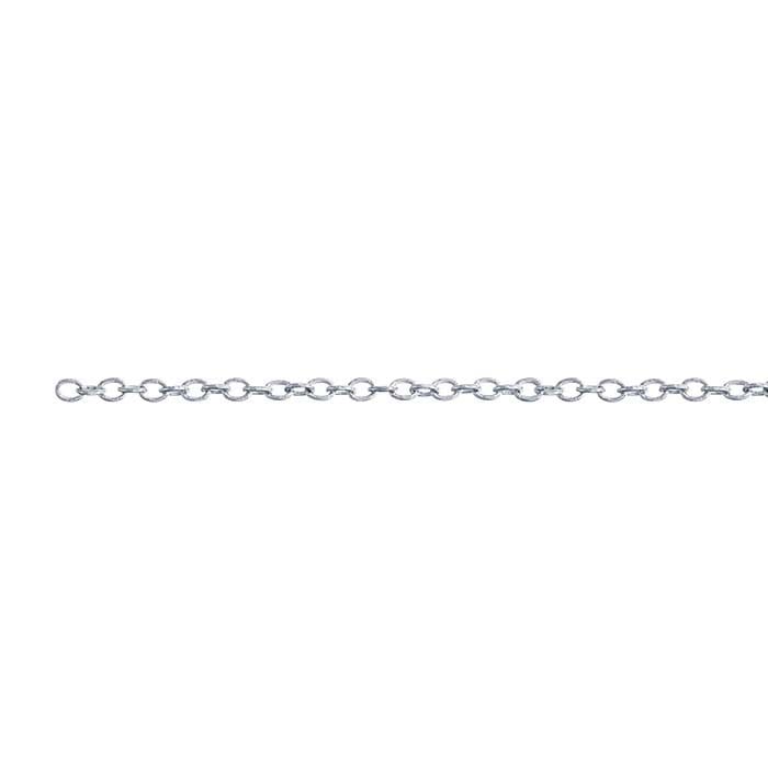 Cadena de cable ovalada de 1 mm en oro blanco de 14K, por pulgada