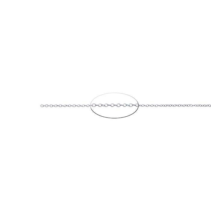 Cadena de cable ovalada de 1 mm en oro blanco de 14K, por pulgada