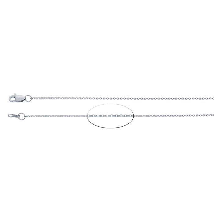 Ovale Ankerkette aus 14 Karat Weißgold, 1,1 mm