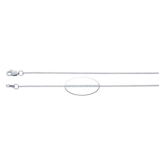 14K Vitt Guld 1,1 mm Oval Kabelkedja